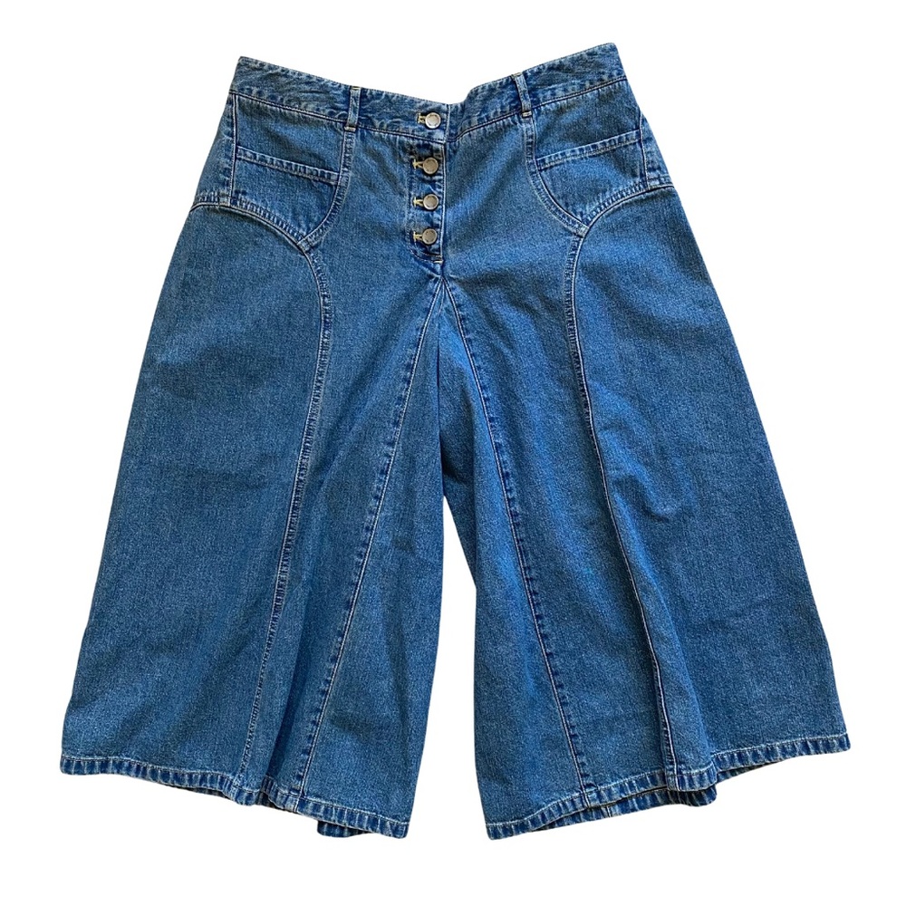 Retro denim wide leg capris